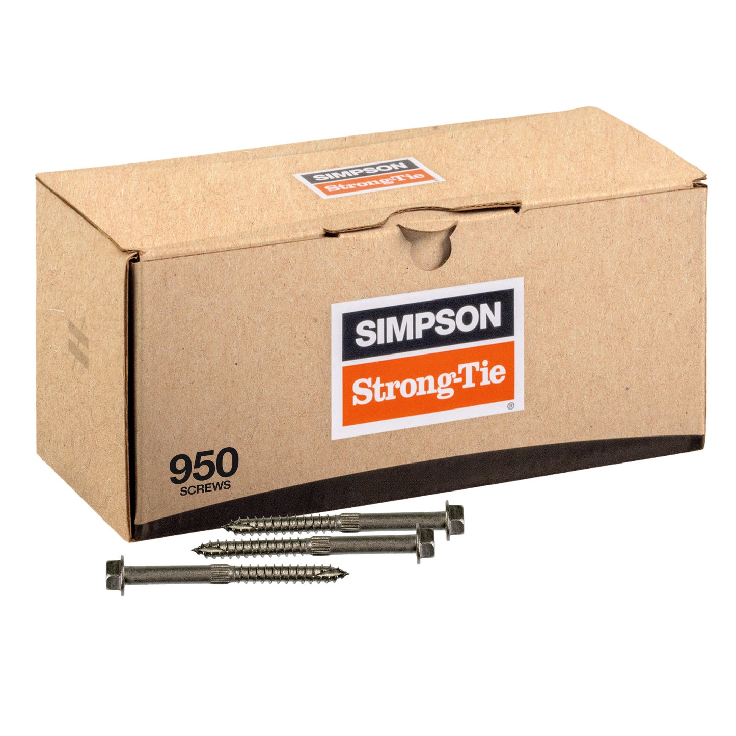 Box of Simpson Strong-Tie screws with screws in front