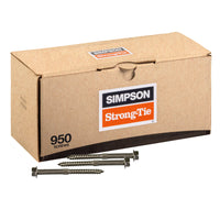 Box of Simpson Strong-Tie screws with screws in front