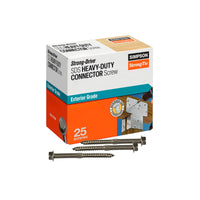 Box of Simpson Strong-Tie SDS Heavy-Duty Connector Screws on a white background