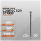Heavy-duty connector screw with specifications on a gray background