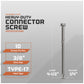 Heavy-duty connector screw with specifications on a gray background