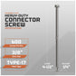 Heavy-duty connector screw with specifications on a gray background