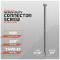 Heavy-duty connector screw with specifications on a gray background