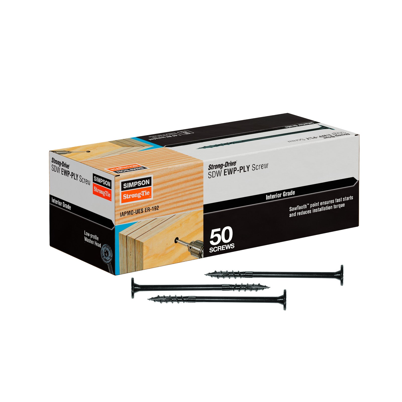 0.220" x 5" Strong-Tie SDW22500-R50 EWP-Ply Screw - E Coat, Pkg 50