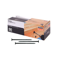 Box of Simpson Strong-Tie screws with screws displayed in front on a white background