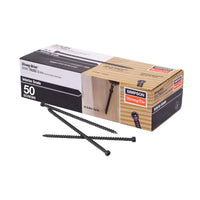 Box of Simpson Strong-Tie screws with screws displayed in front on a white background