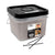 Clear plastic container with black lid labeled '500 Screws' on a white background