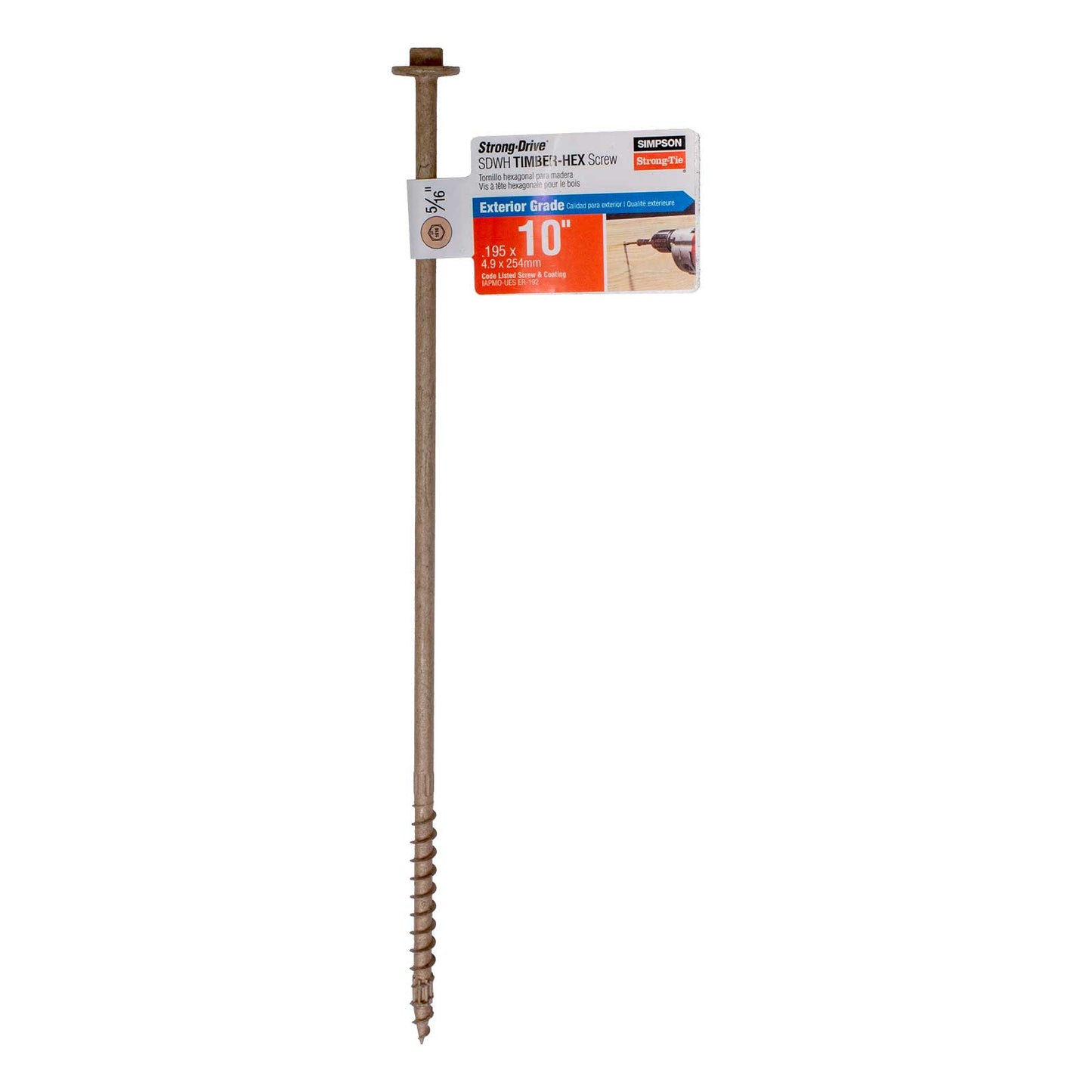 0.195" x 10" Strong-Tie SDWH191000DB-RP1 Timber Hex Screw - Double Barrier Coating, Pkg 1