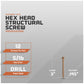 hex head structural screws specifications