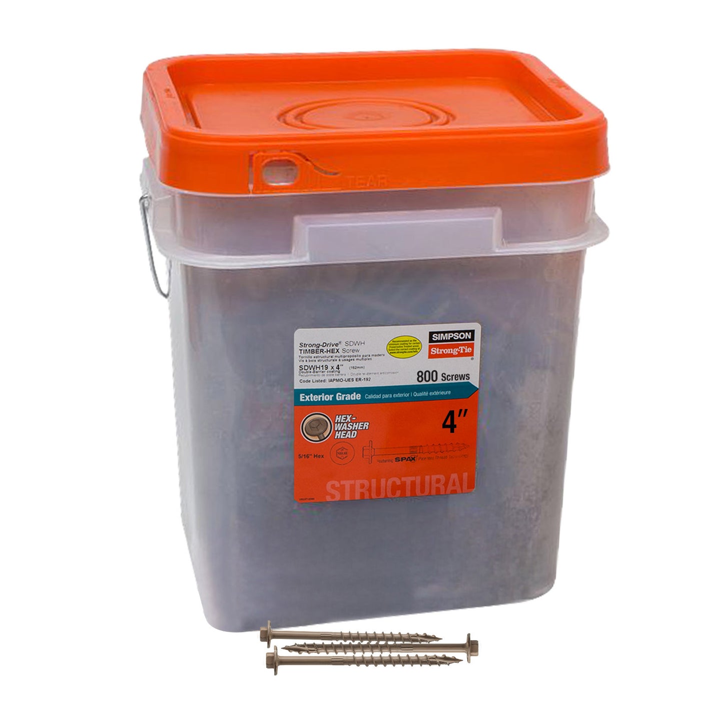 0.195" x 4" Strong-Tie SDWH19400DB Timber Hex Screw - Double Barrier Coating, Pkg 800