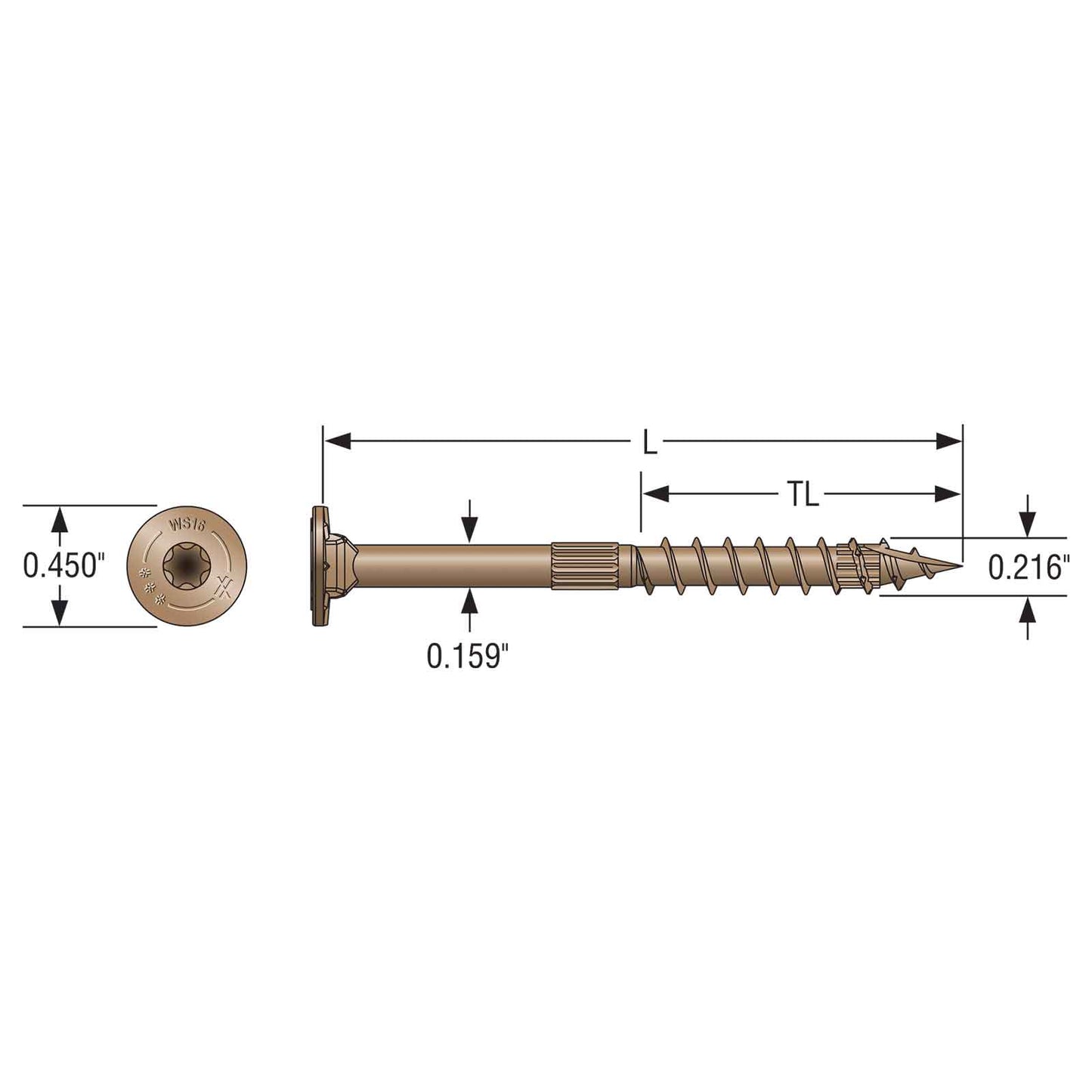 0.160" x 3" Strong-Tie SDWS16300QR50 Framing Screw, Quik Guard Coating, Pkg 50