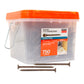 Clear plastic container with orange lid labeled '750 screws' featuring Simpson Strong-Tie framing screws on a white background.
