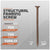 Structural framing screw with specifications on a gray background