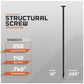 Structural screw with specifications on a gray background