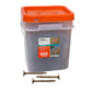 Clear plastic bucket with orange lid labeled '950 Screws' on a white background