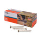 Box of Simpson Strong-Tie screws with three screws displayed in front on a white background
