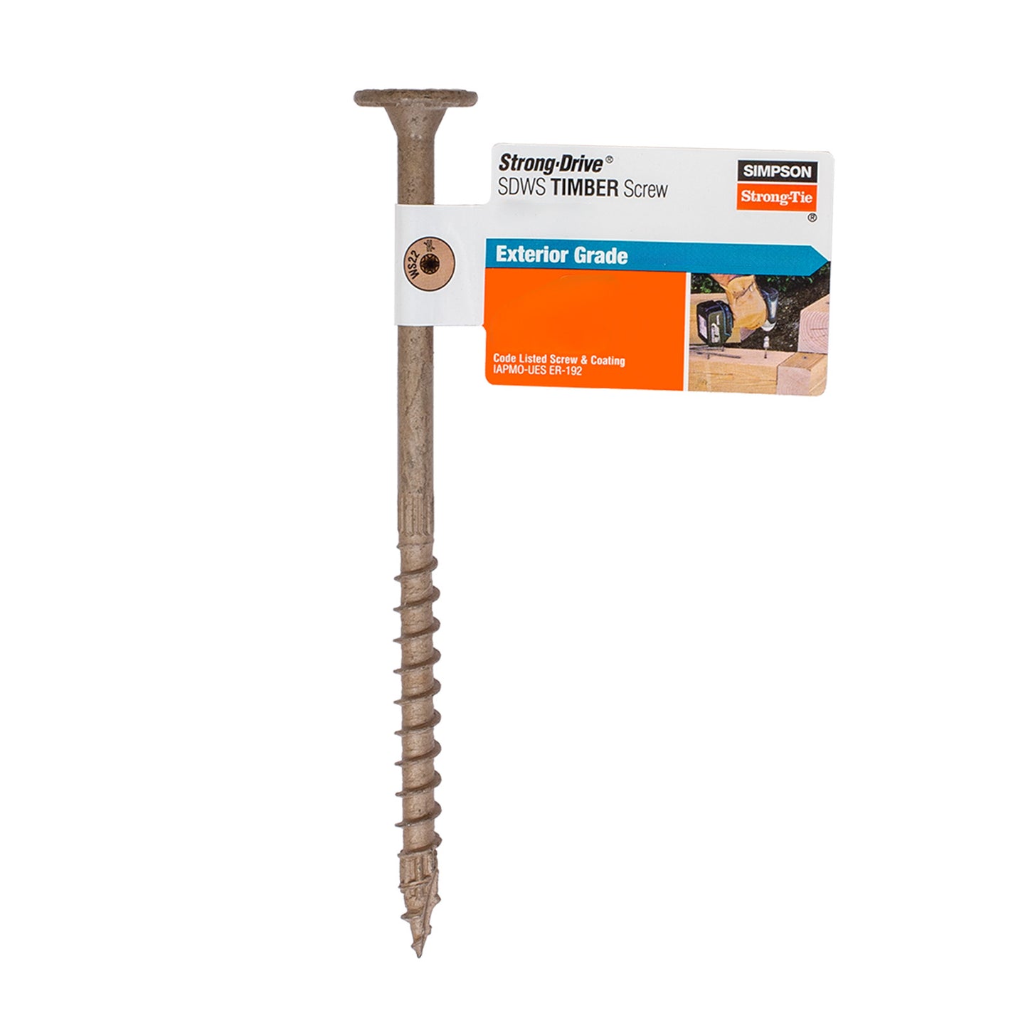 Simpson Strong Drive timber screw with packaging on a white background
