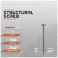 Structural screw with specifications on a gray background