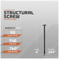Structural screw with specifications on a gray background