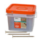 Clear plastic container with orange lid and screws on a white background