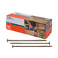 Box of Simpson Strong-Tie screws with three screws displayed in front on a white background