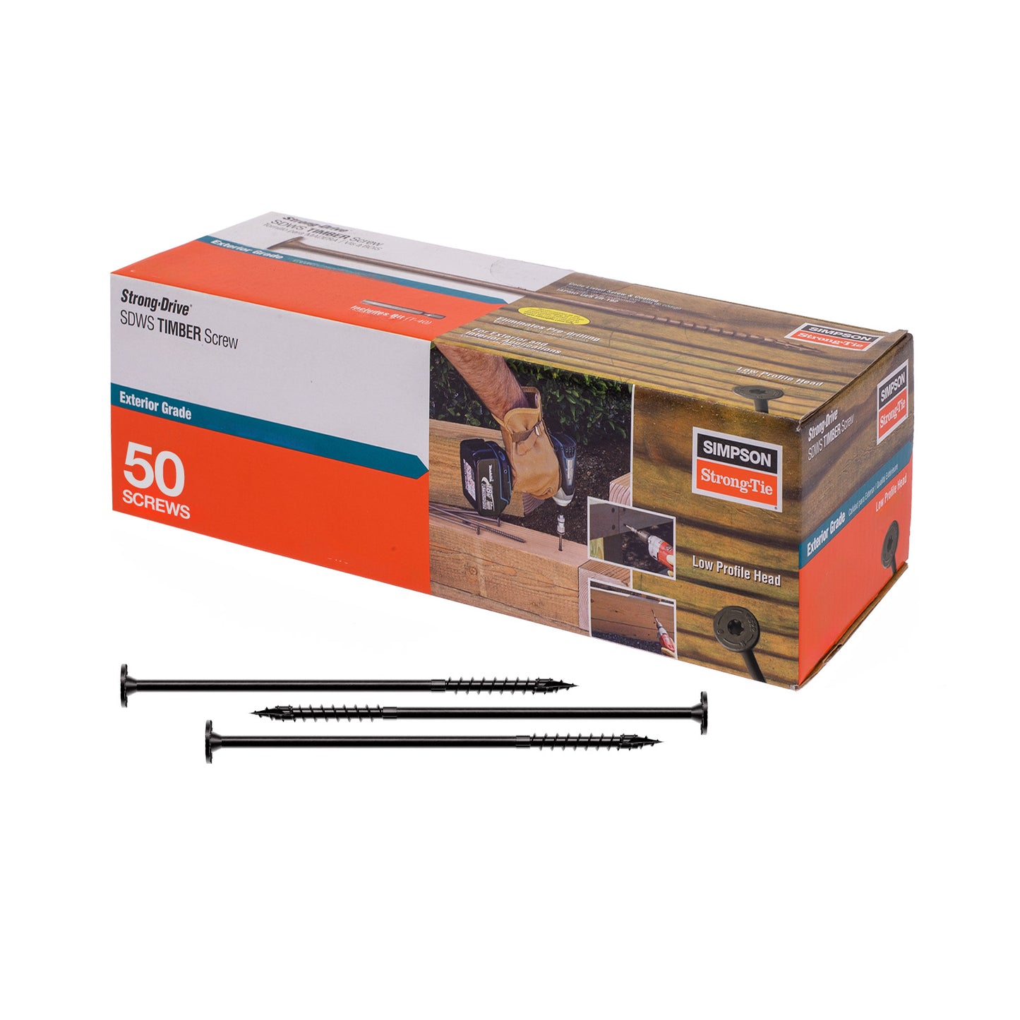 0.220" x 8" Strong-Tie SDWS22800DBB-R50  Timber Screw - Double Barrier Coating, Black, Pkg 50