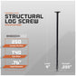 Structural log screw with specifications on a gray background