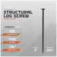 Structural log screw with specifications on a gray background