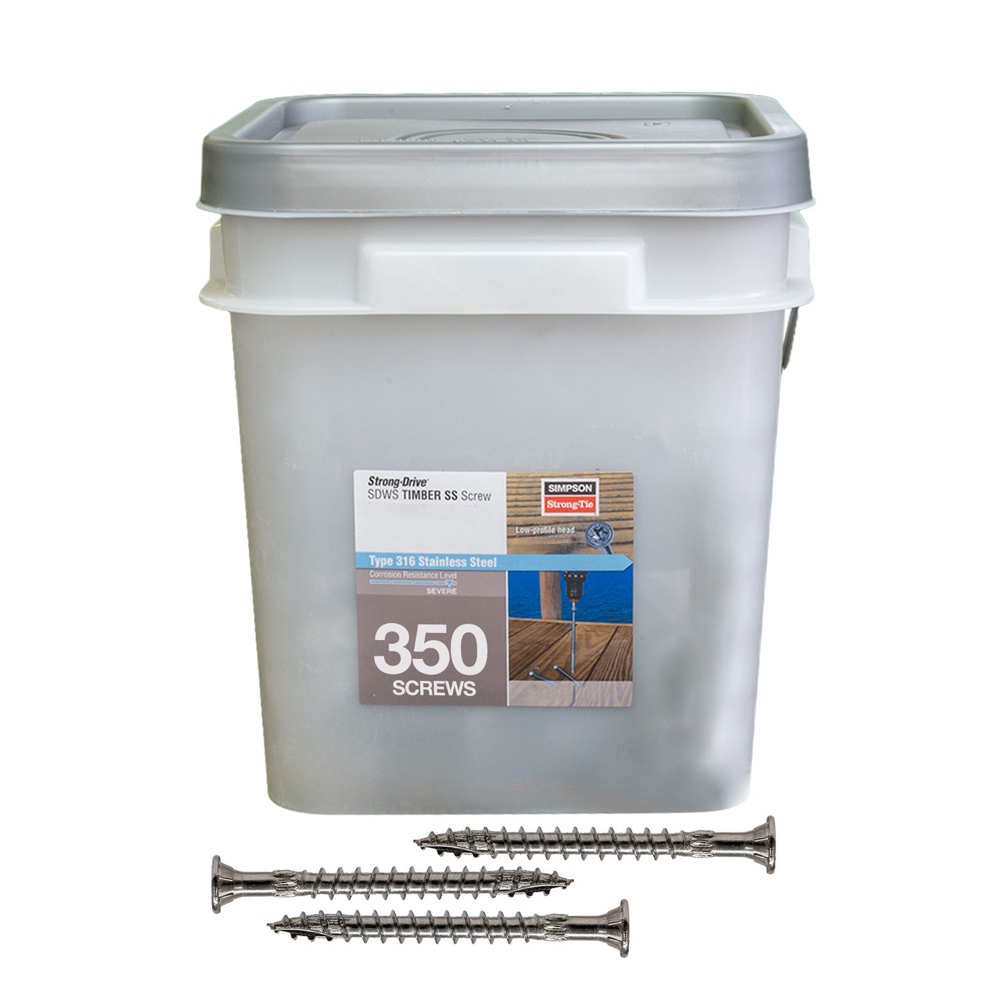 0.276" x 4" Strong-Tie SDWS27400SS Timber Screw - 316 Stainless Steel, Pkg 350