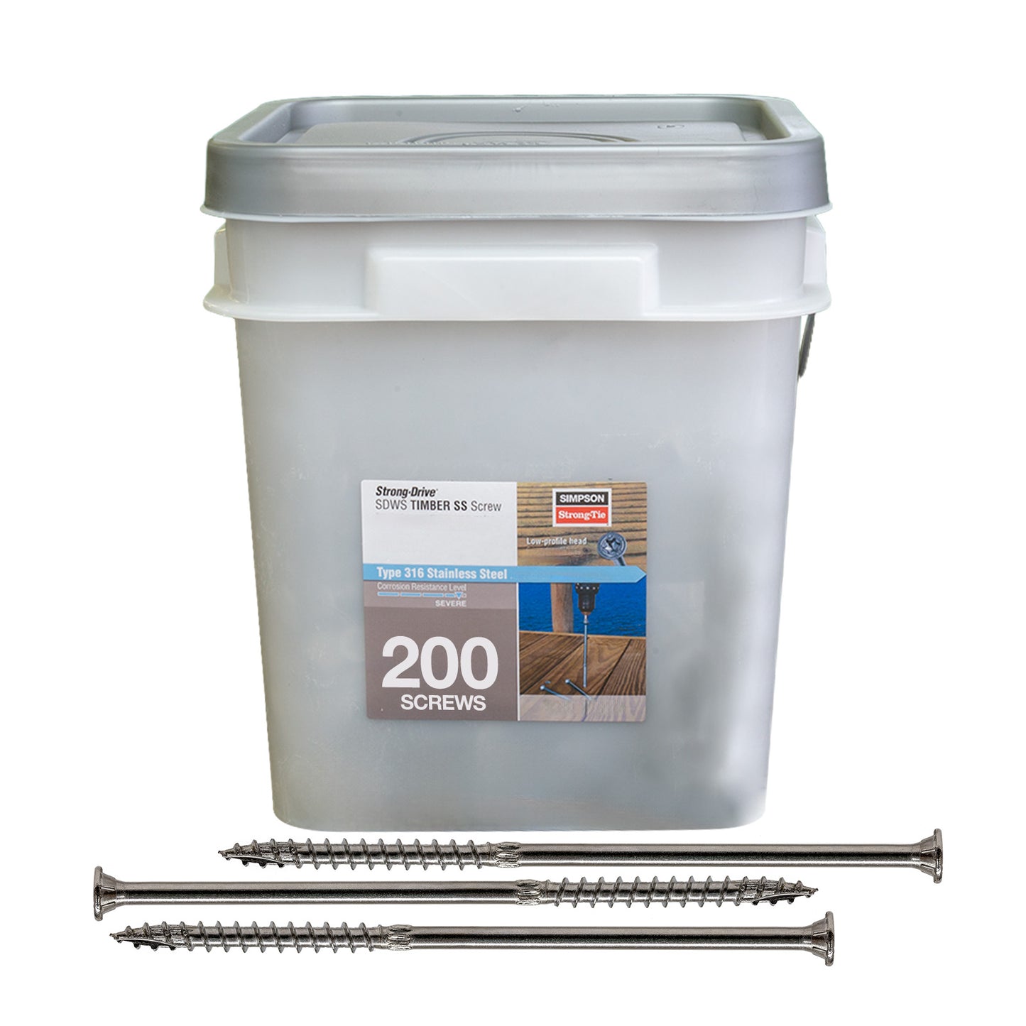 .276" x 8" Strong-Tie SDWS27800SS Timber Screws - 316 Stainless Steel, Pkg 200