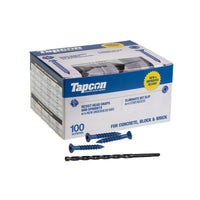3/16" x 1-1/4" Tapcon Blue Flat Head Concrete Screw, T-25 Star Drive, Pkg 100