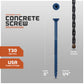 Concrete screw with specifications and drill bit included on a gray background