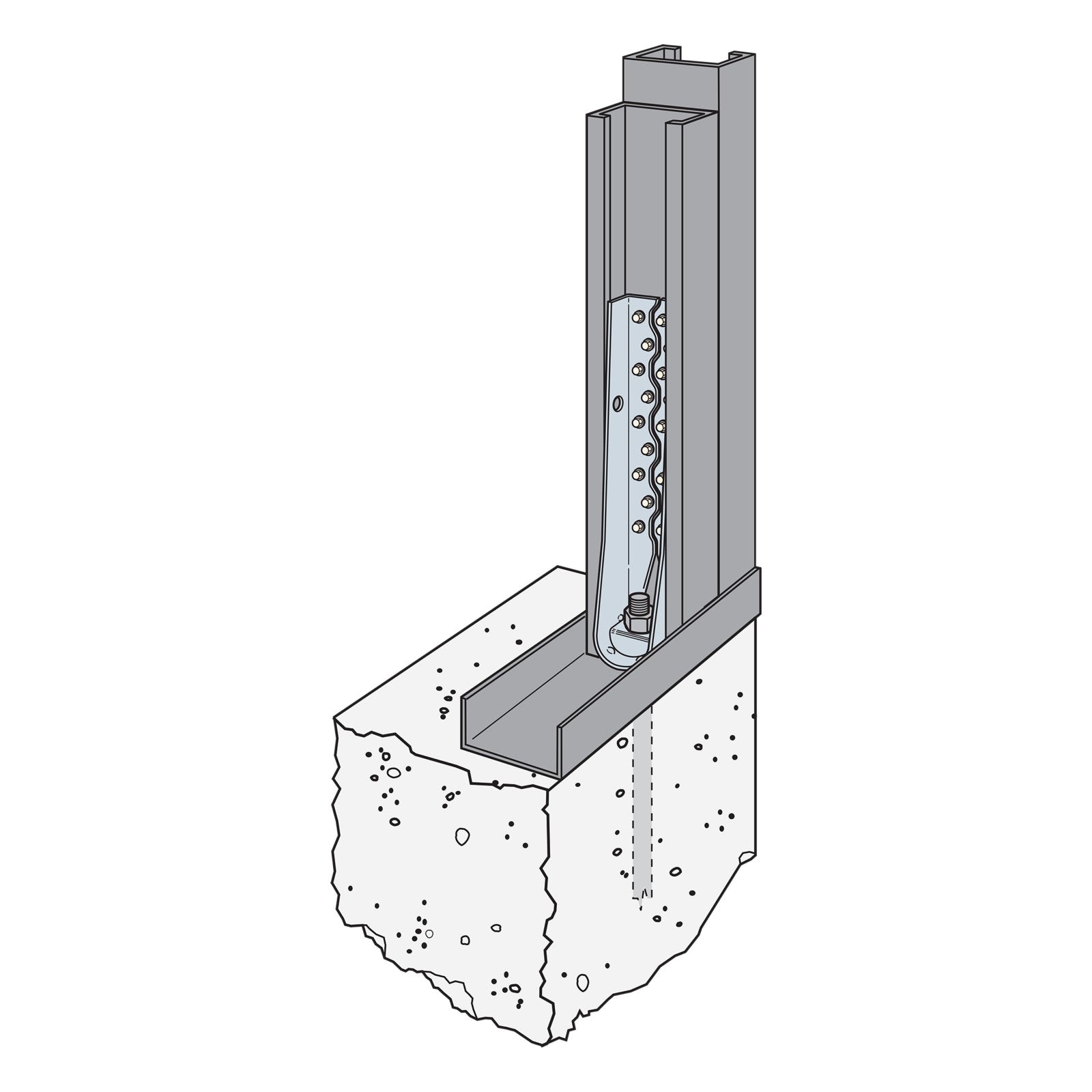Simpson S/HDU6 Light Gauge Holdown For Steel - G90 Galvanized concrete installation