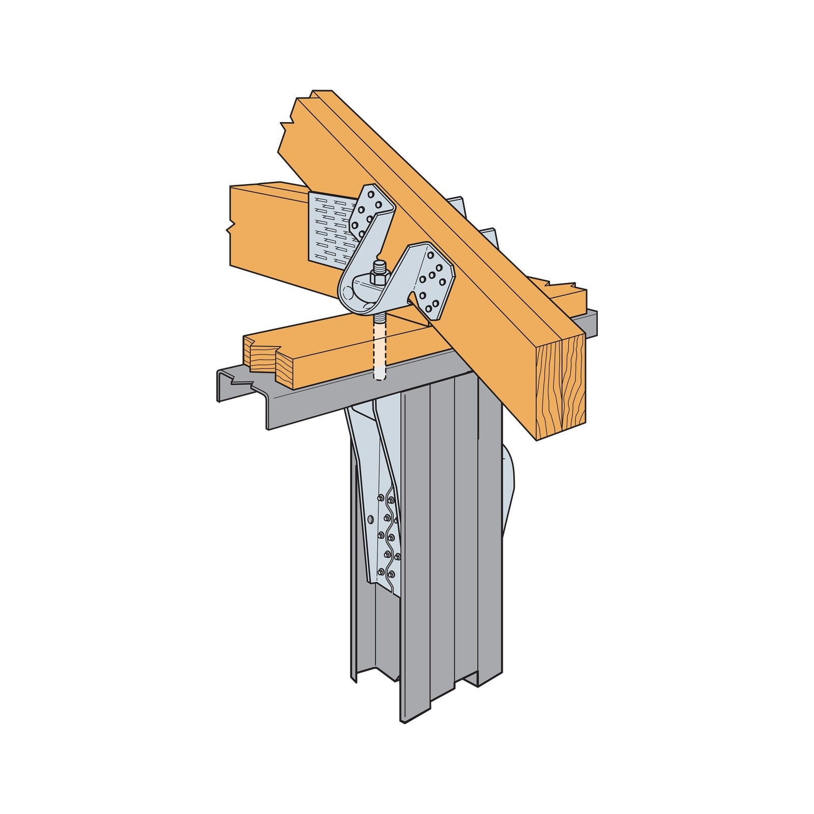 Simpson S/HDU6 Light Gauge Holdown For Steel - G90 Galvanized wood to steel installation