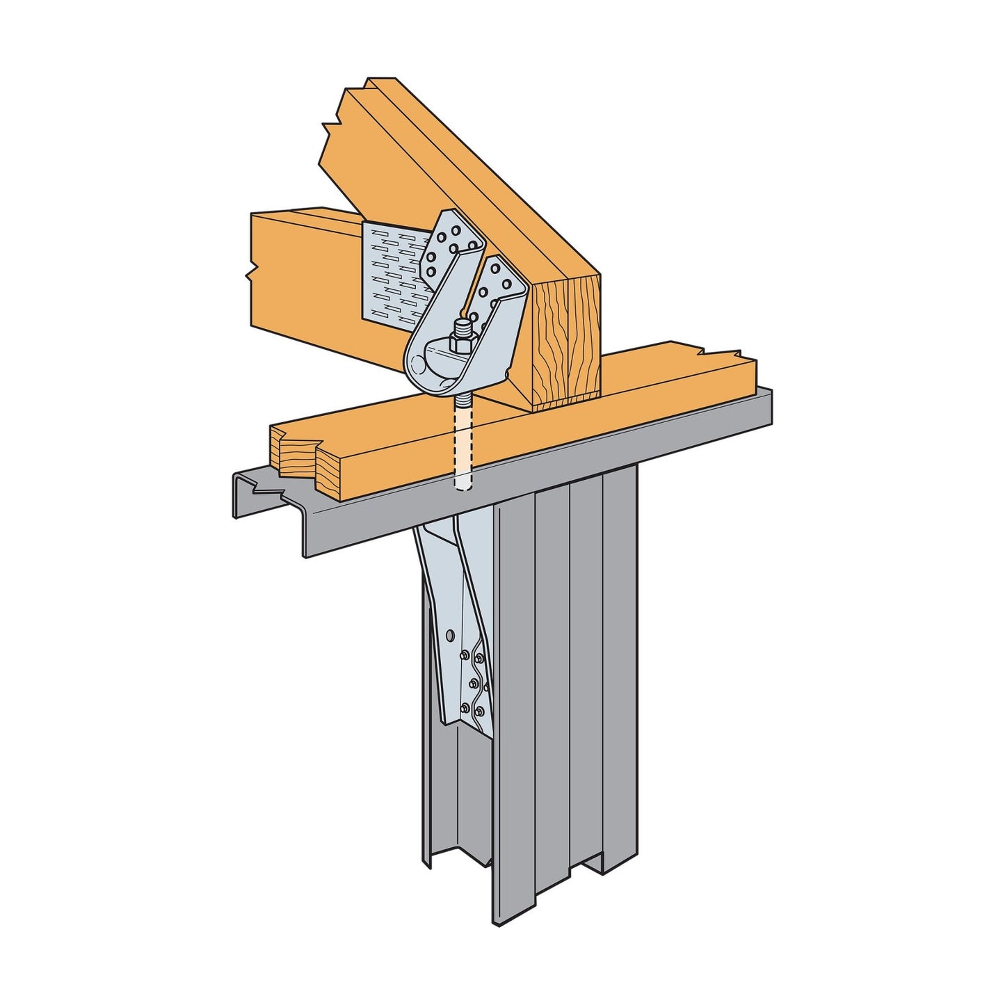 Simpson S/HDU6 Light Gauge Holdown For Steel - G90 Galvanized wood to steel installation