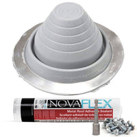 #3 Round Hi-Temp Silicone Metal Roof Boot w/Install Kit, Gray