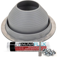 #7 Round Hi-Temp Silicone Metal Roof Boot w/Install Kit, Gray