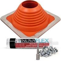 #7 Square Hi-Temp Silicone Metal Roof Boot w/Install Kit, Red