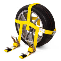 Side Mount Wheel Net with Cam Buckle & 2 Ratchets and Flat Hooks
