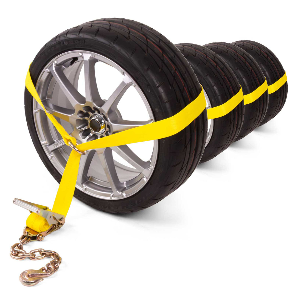 Side Mount Wheel Net w/ Ratchet & Chain Extension - 4 Pack