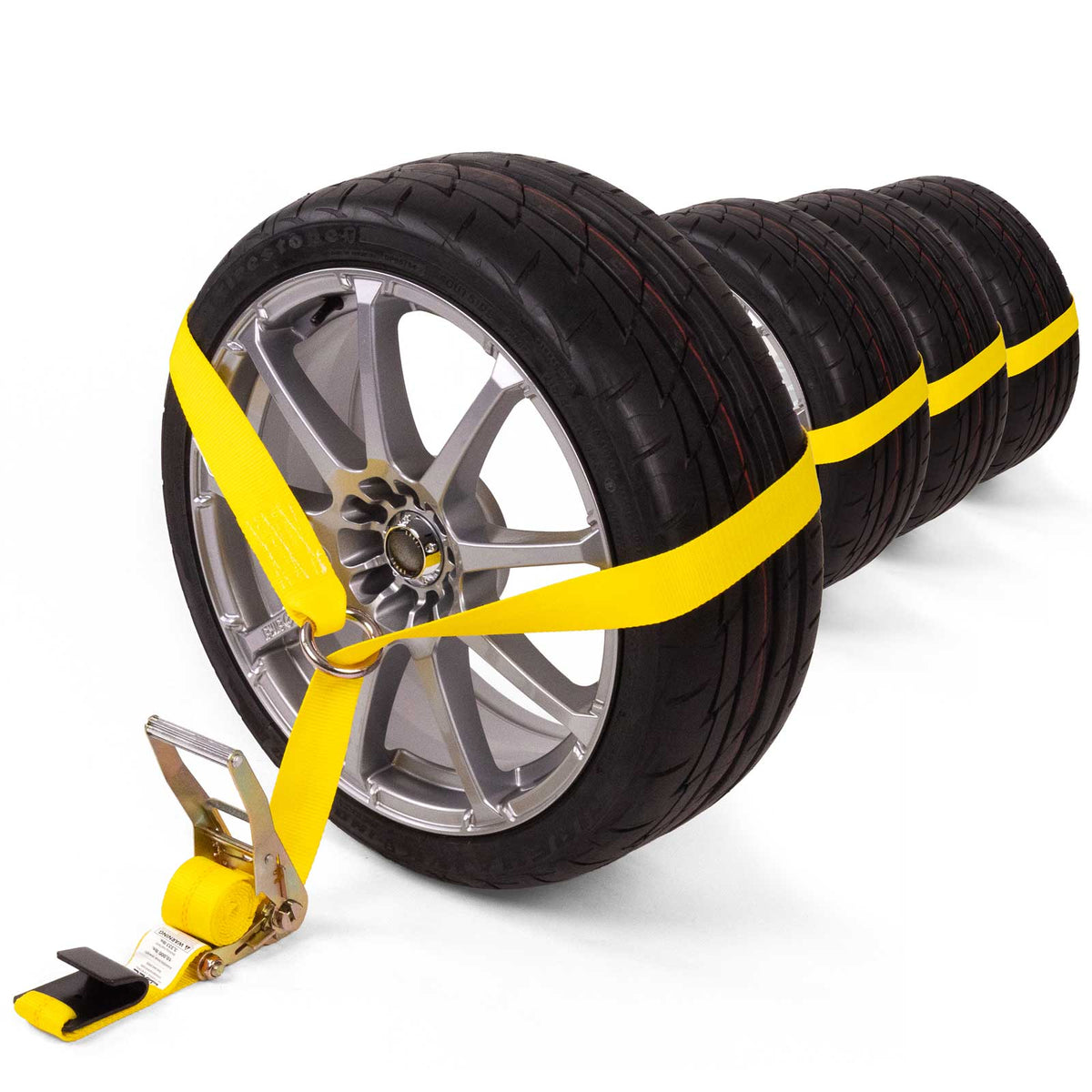 Side Mount Wheel Net with Ratchet and Flat Hook - 4 pack