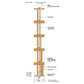 Technical diagram of vertical mass timber structure with threaded rod and couper nuts