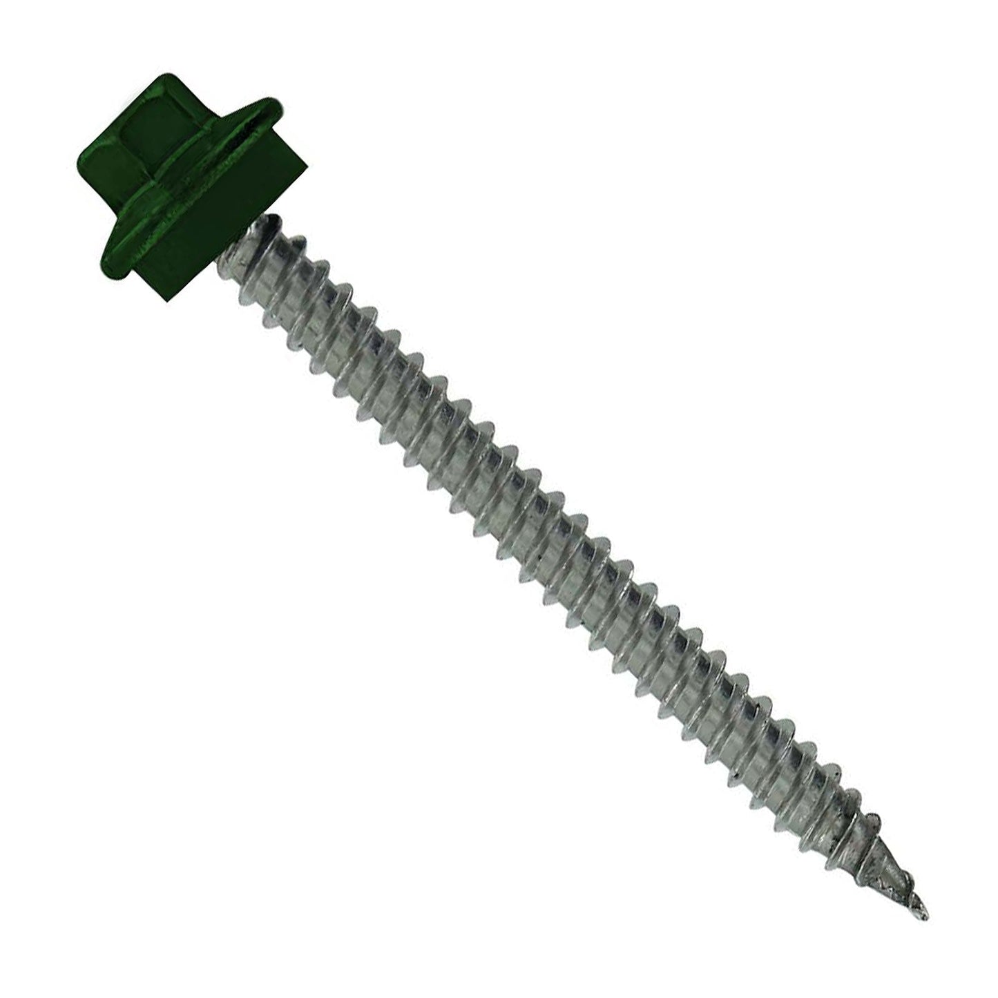 #10 x 2 inch SS Woodbinder Metal Roofing Screw Forest Green Pkg 250