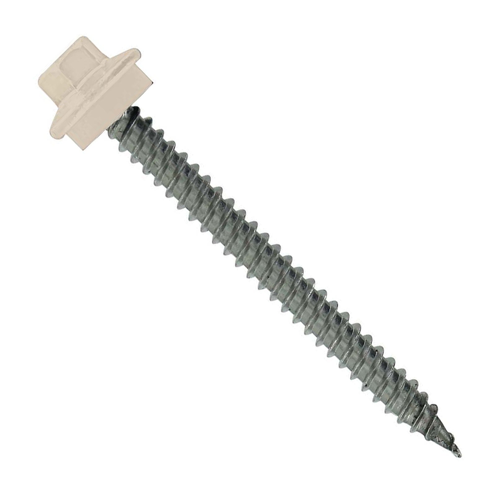 #10 x 2 inch SS Woodbinder Metal Roofing Screw Light Stone Pkg 250