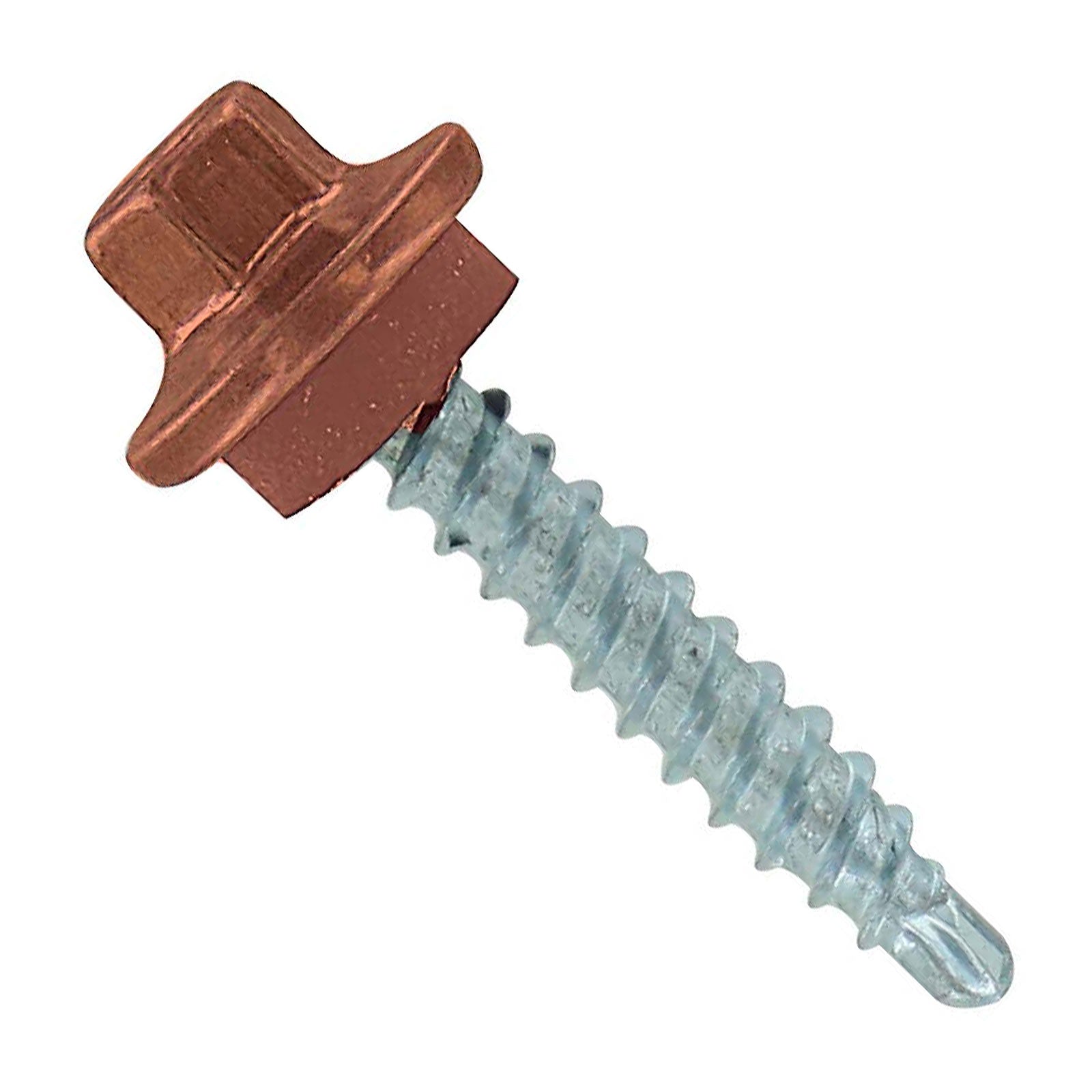 #9 x 1 inch STXL Woodbinder Metal Roofing Screw Copper Pkg 250