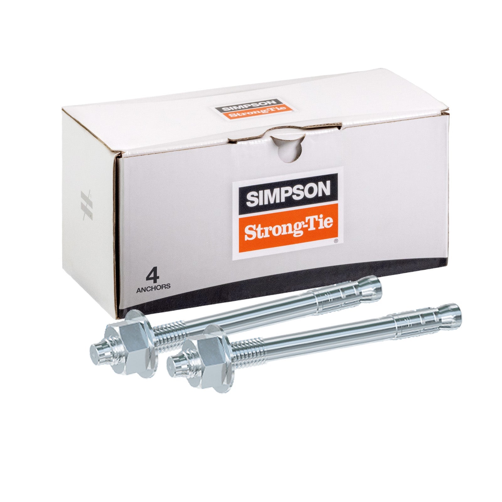 1" x 10" Strong-Tie Strong Bolt 2 Wedge Anchor Fully-Assembled, Zinc Plated, Pkg 4