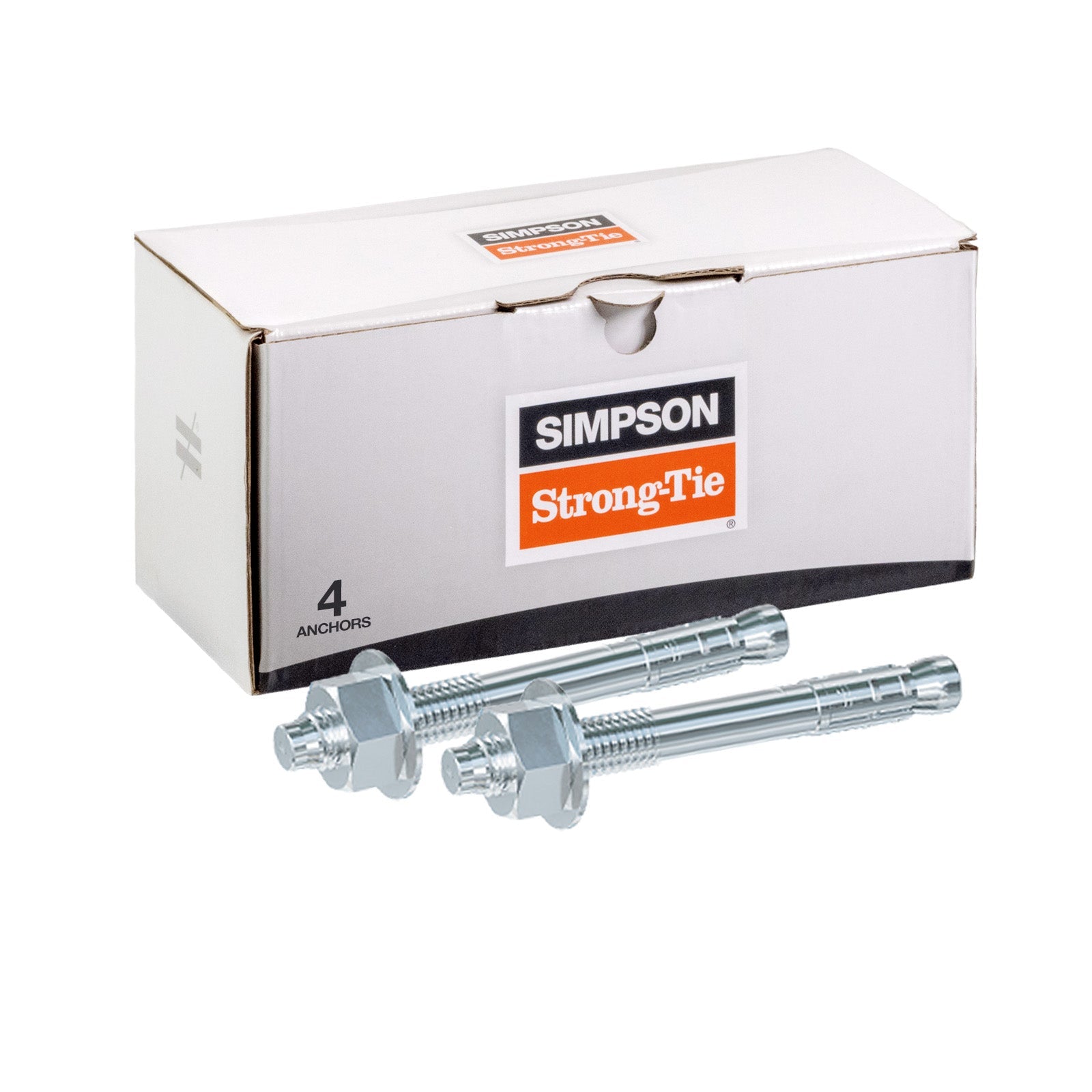 1" x 13" Strong-Tie Strong Bolt 2 Wedge Anchor Fully-Assembled, Zinc Plated, Pkg 4