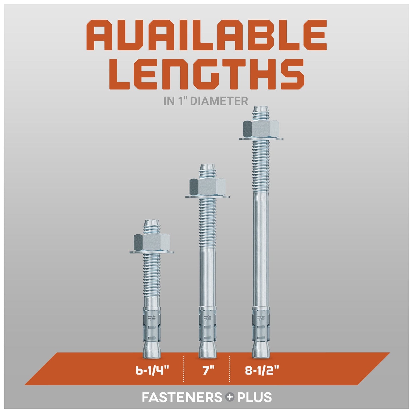 1" Strong-Tie Strong Bolt 2 Wedge Anchor Fully-Assembled, Zinc Plated Length Chart