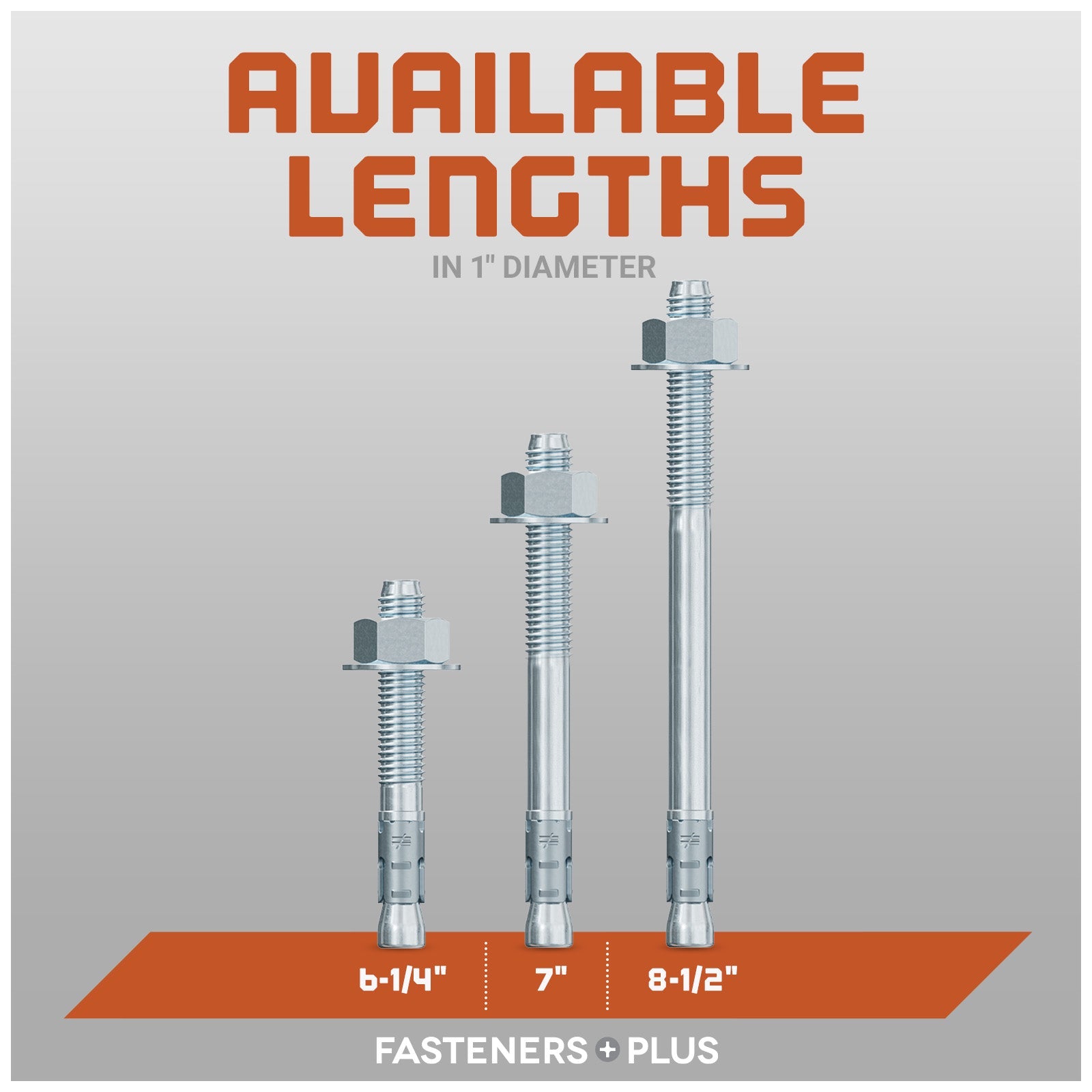 1" Strong-Tie Strong Bolt 2 Wedge Anchor Fully-Assembled, Zinc Plated Length Chart