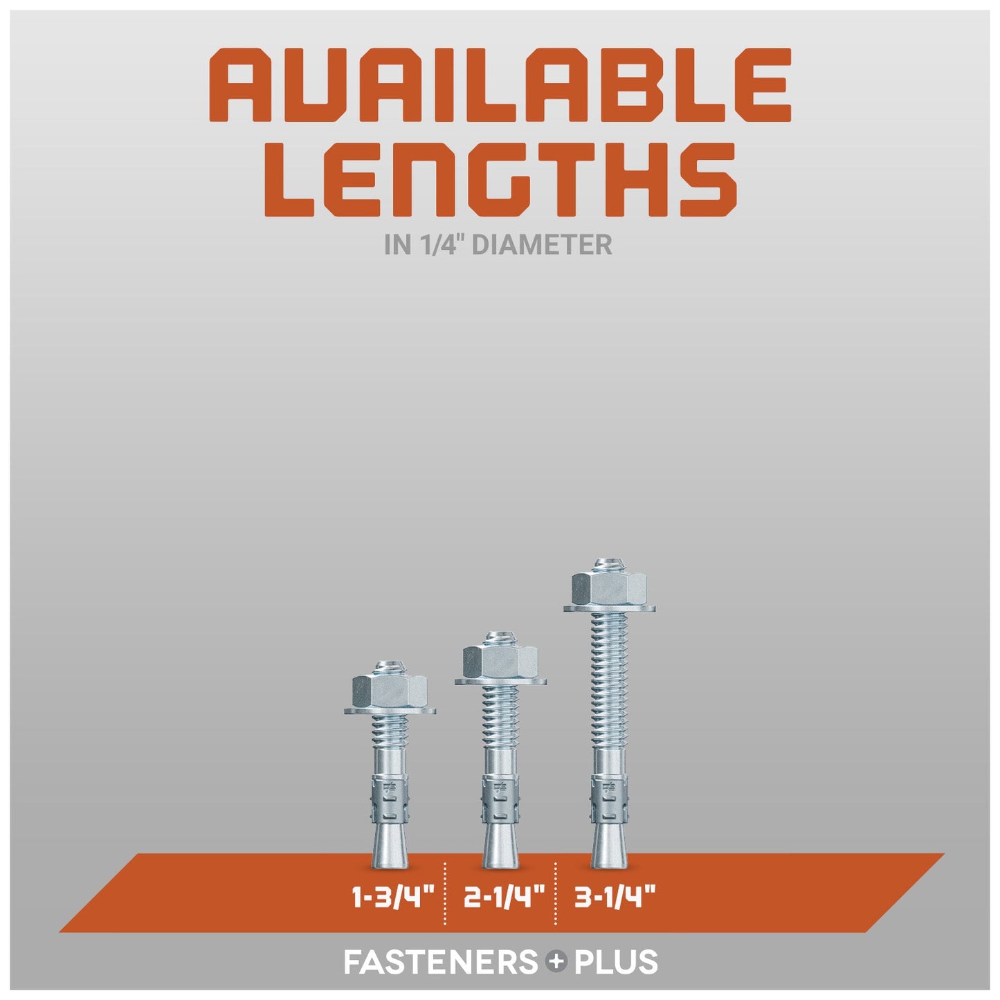 1/4" Strong-Tie Strong Bolt 2 Wedge Anchor Fully-Assembled, Zinc Plated Length Chart